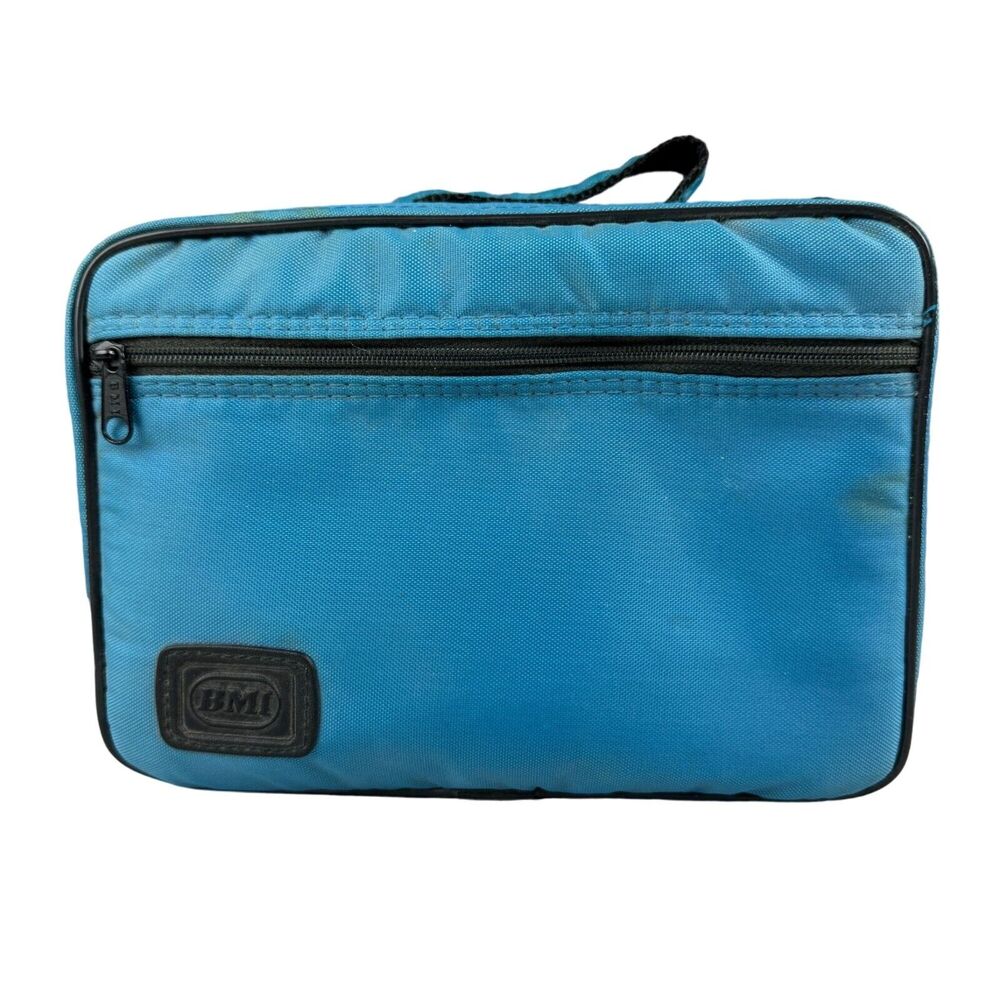 Vintage BMI Blue Zippered Soft 16 Cassette Tape Holder Case